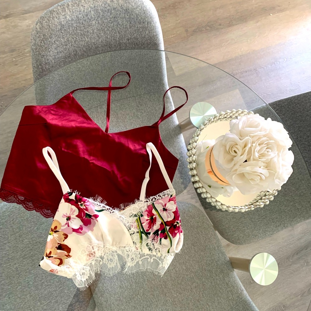 2 Pajama/Lingerie Tops! Satin & Lace ♥️♠️